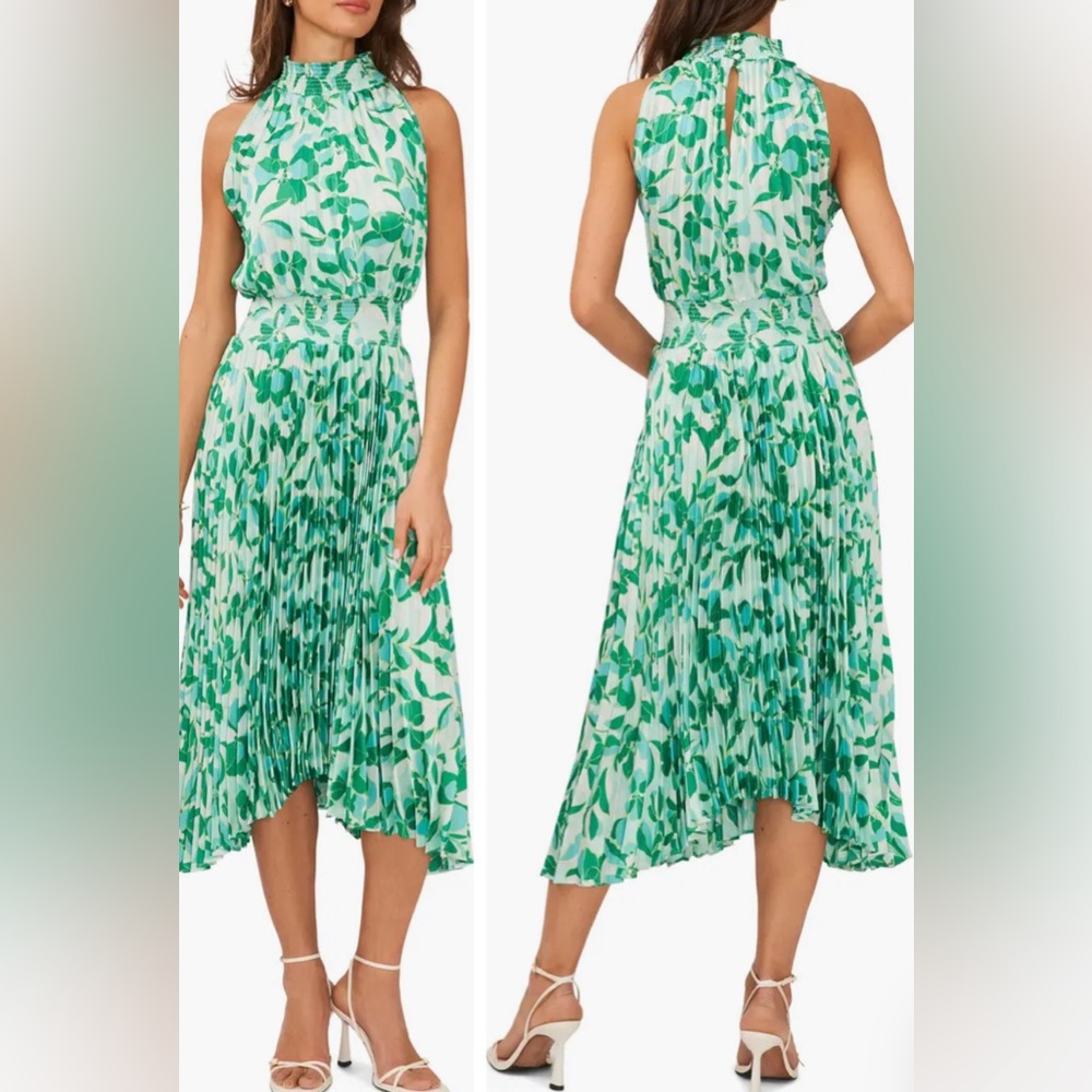 Halogen | Floral Sharkbite Hem Midi Wedding Guest Dress